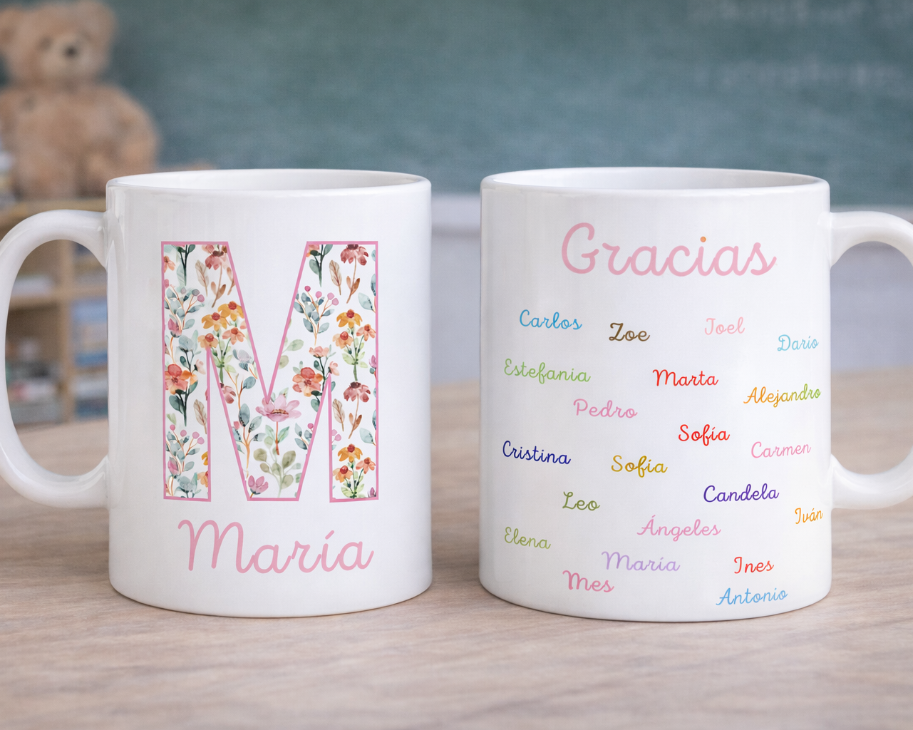 Taza Inicial Floral + Nombres