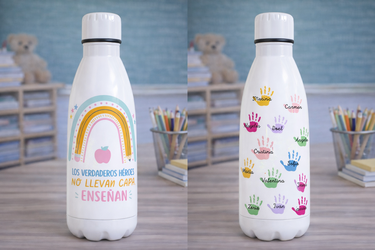 Botella Térmica arcoíris manos