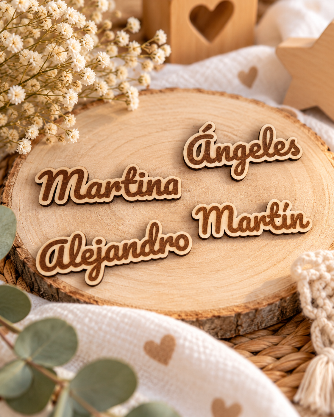 Marcasitios de madera personalizados con nombre con o sin imán Taller de Arcoíris