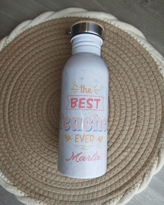 Botella con Tapa de Bambú "Best Teacher"