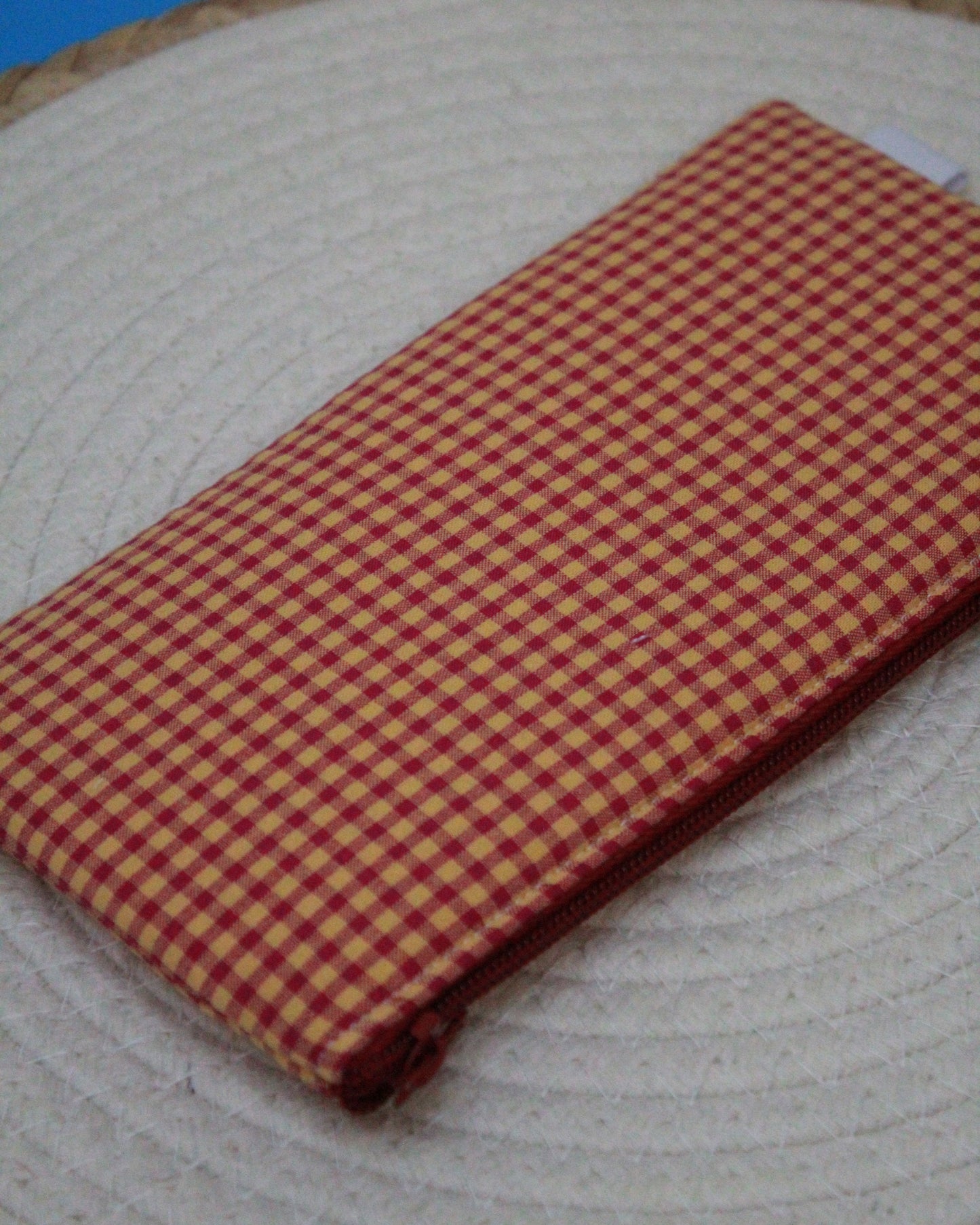 Estuche plano Vichy teja