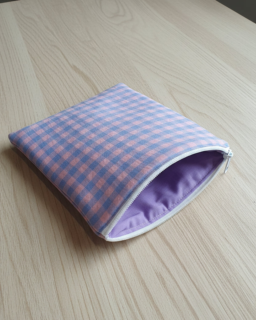 Funda literaria vichy malva azul