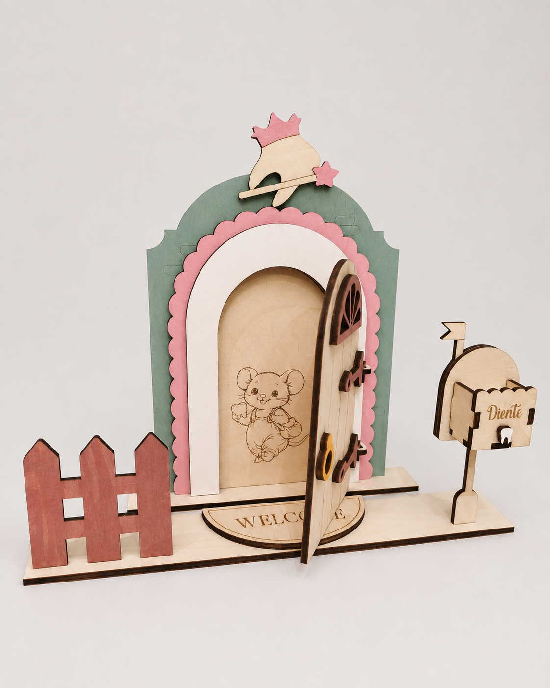 Puerta Ratoncito Pérez de Madera Artesanal
