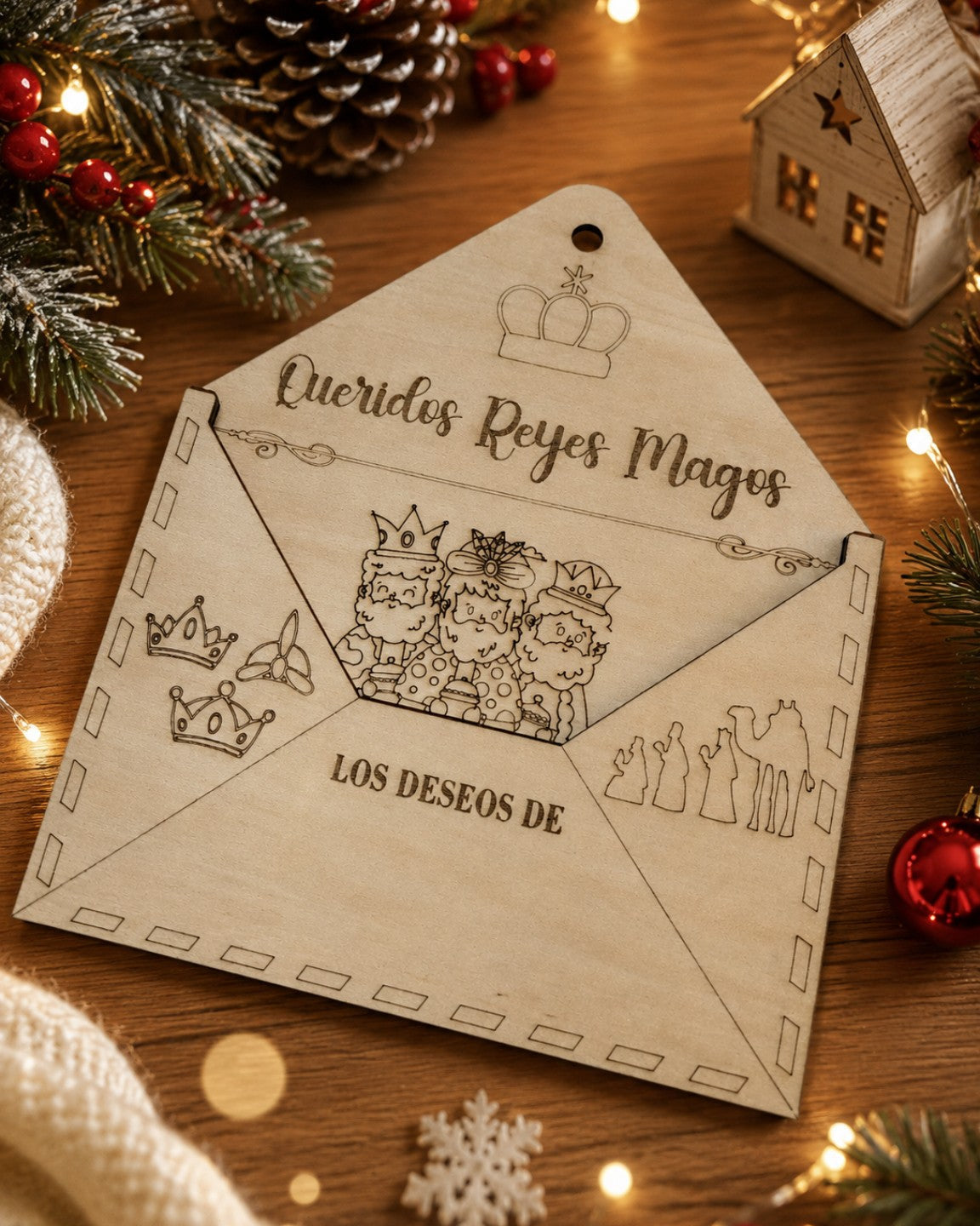 Sobre de Madera Personalizado para Carta a los Reyes Magos