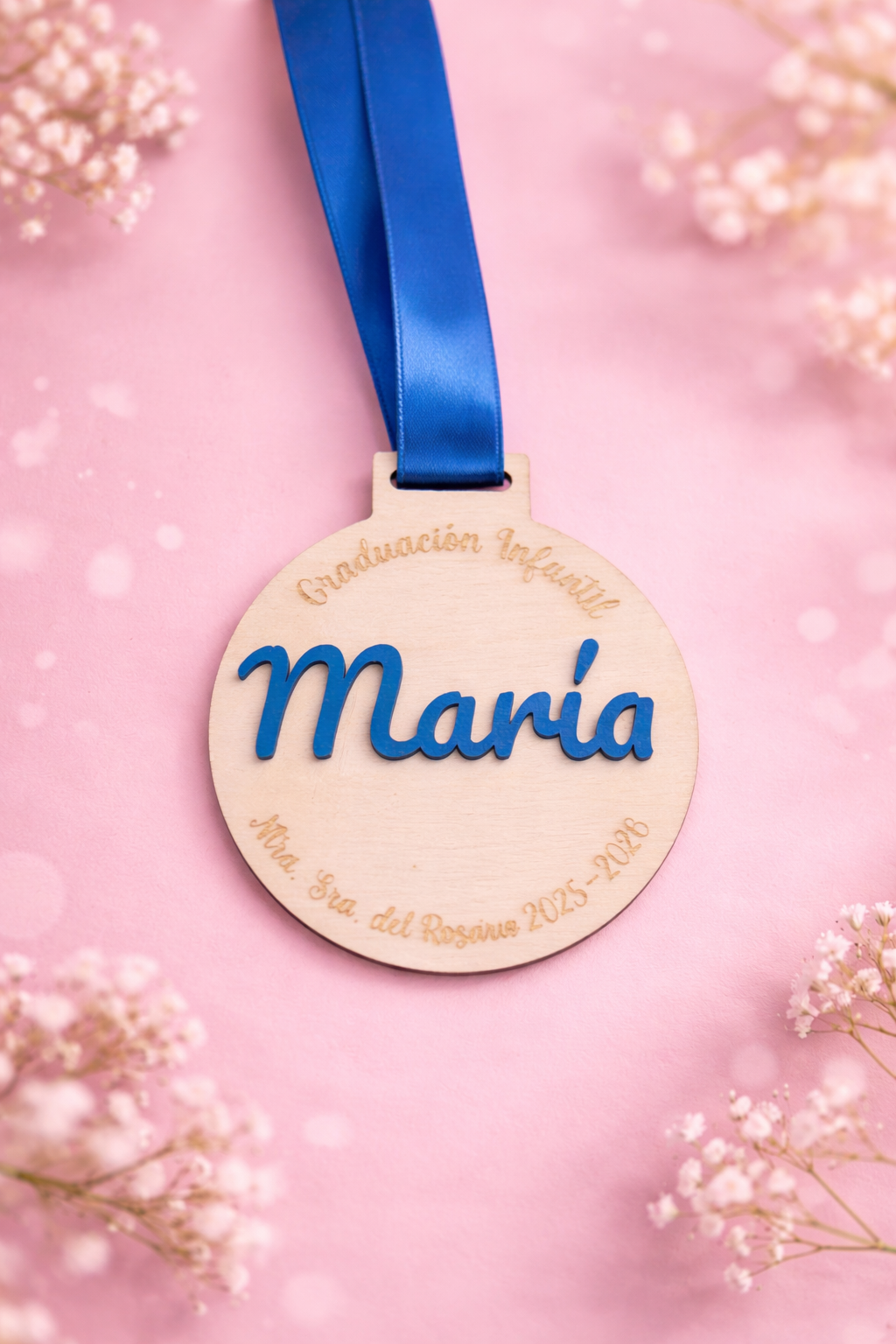 Medalla de graduación circular personalizada Taller de Arcoíris