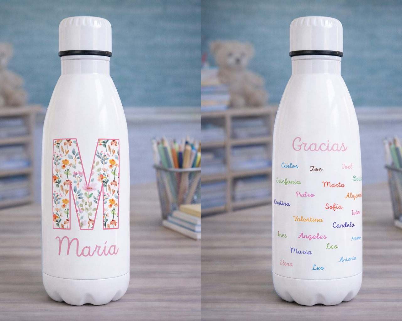 Botella Térmica inicial floral profes
