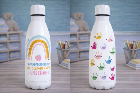 Botella Térmica arcoíris manos