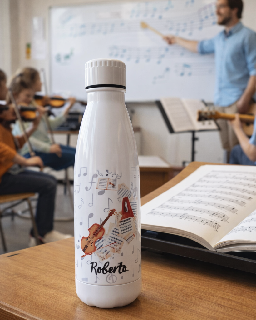 Botella Térmica  "Partituras e Instrumentos"