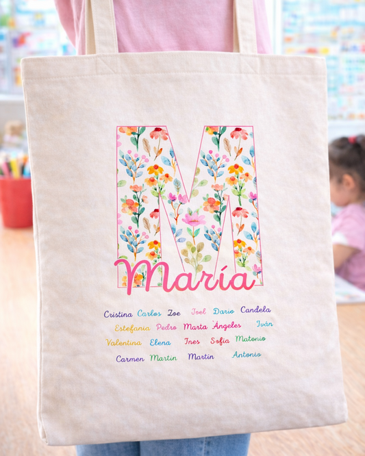 Tote inicial floral mas alumnos