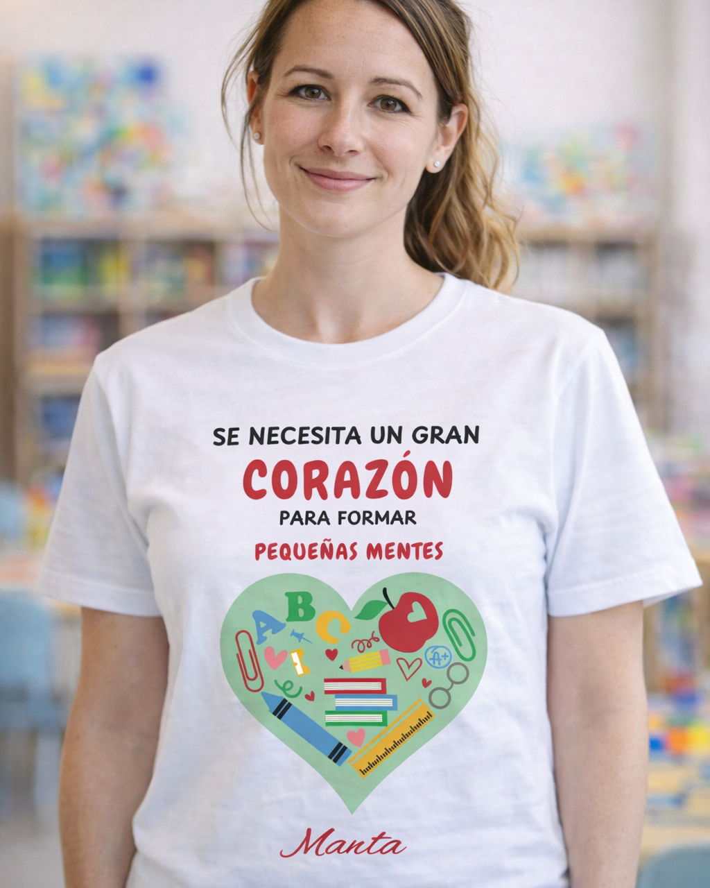 Camiseta maestr@ corazón