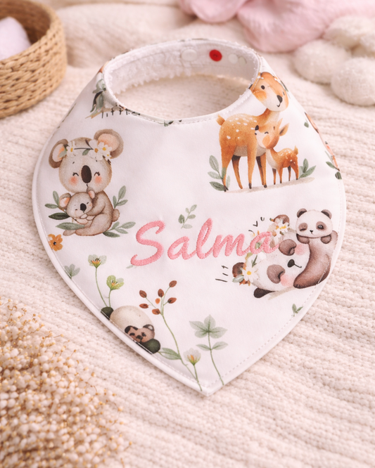 Babero Mamá y Bebé Animales