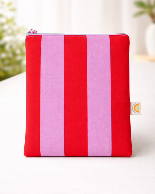 Funda literaria Rayas Malva y Rojo