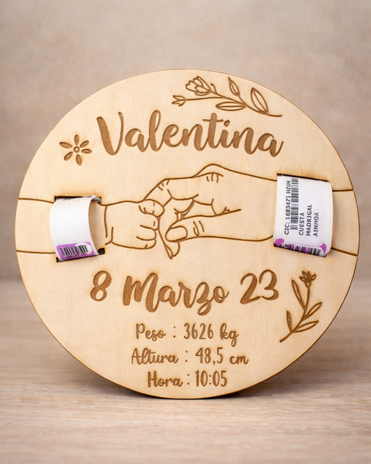 Placa Natalicio Personalizada con Pulseras del Hospital