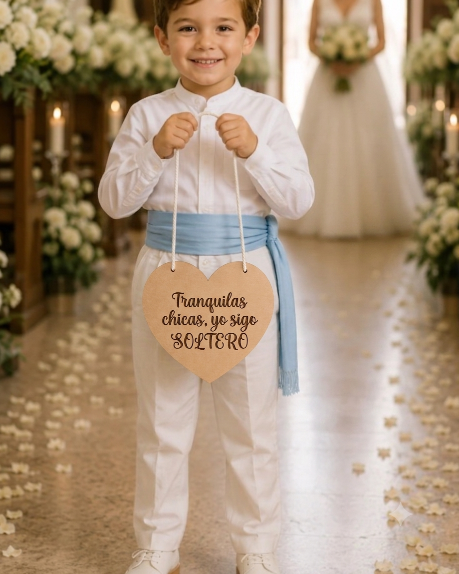 Cartel de Madera para Pajes de Boda - detalle Taller de Arcoíris