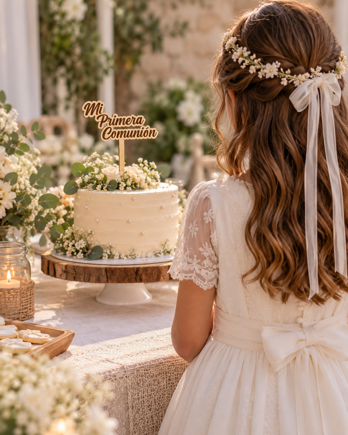 Topper de tarta Mi Primera Comunión - detalle Taller de Arcoíris