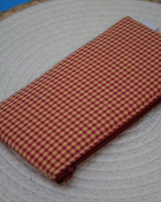 Estuche plano Vichy teja