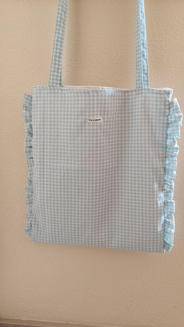 Tote bag Vichy azul cielo