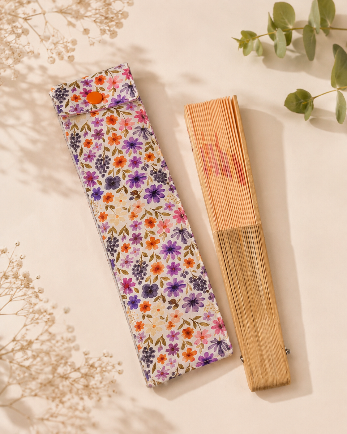 Funda de Abanico Floral malva