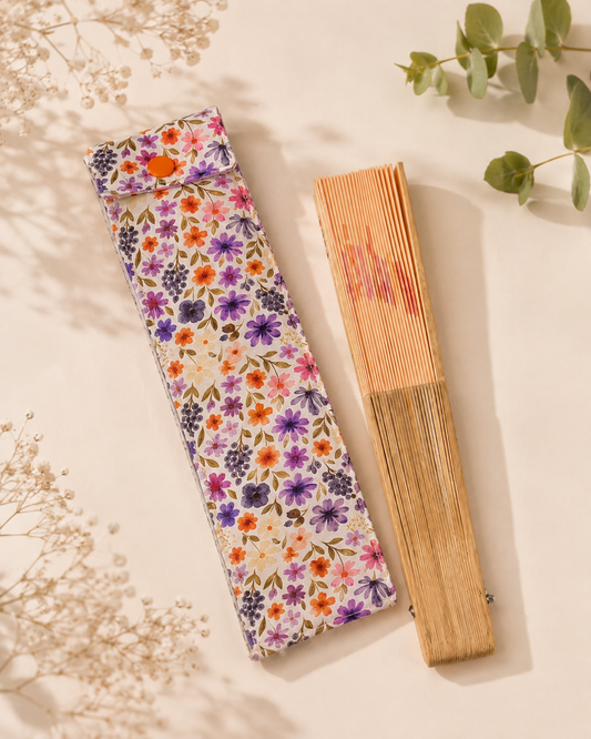 Funda de Abanico Floral malva