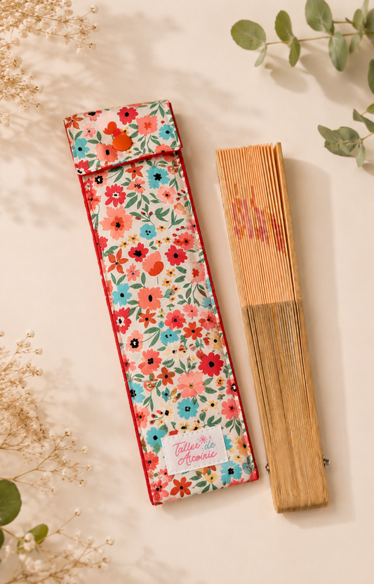 Funda de Abanico Floral rojo