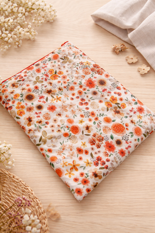 Funda literaria floral rojo