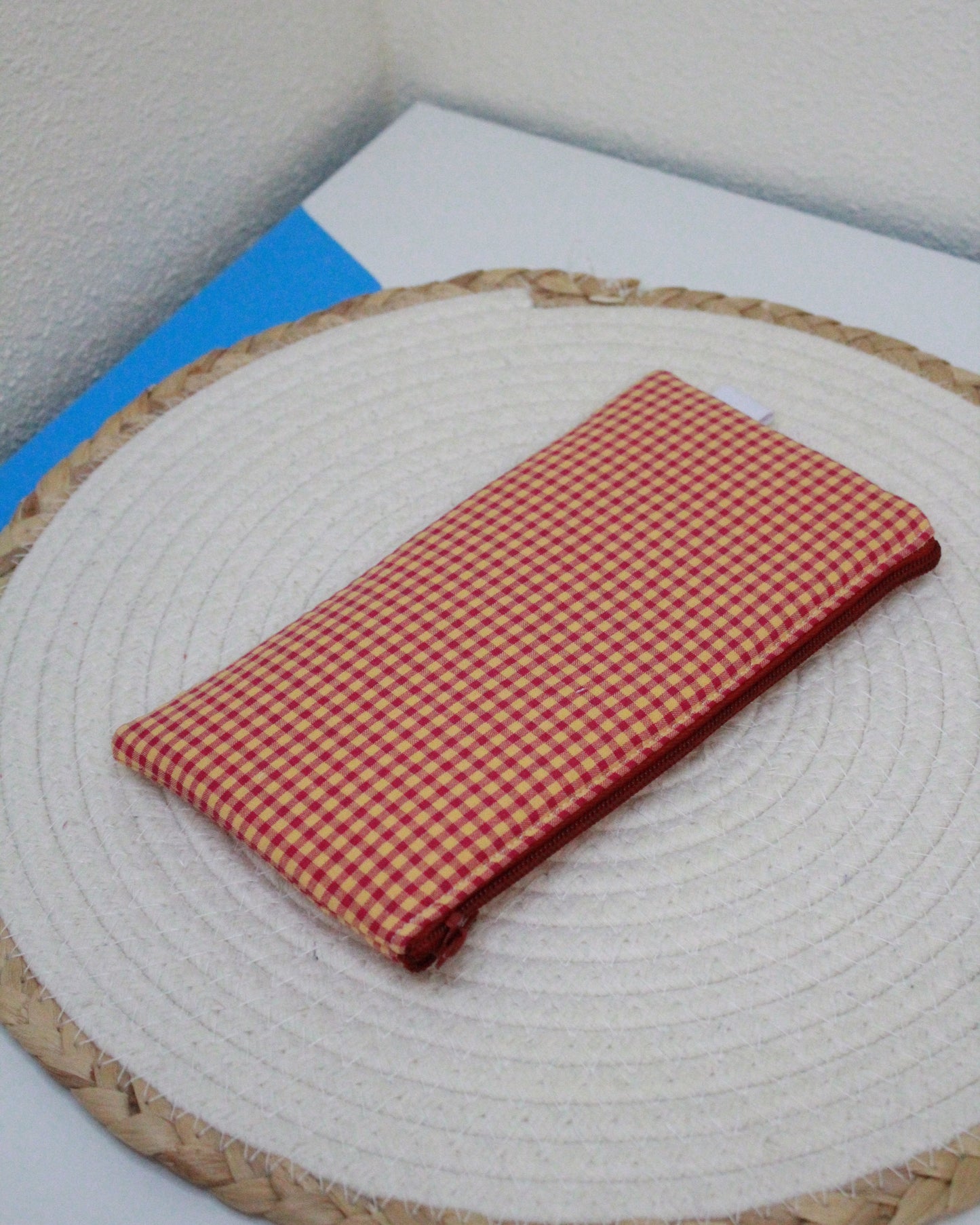 Estuche plano Vichy teja