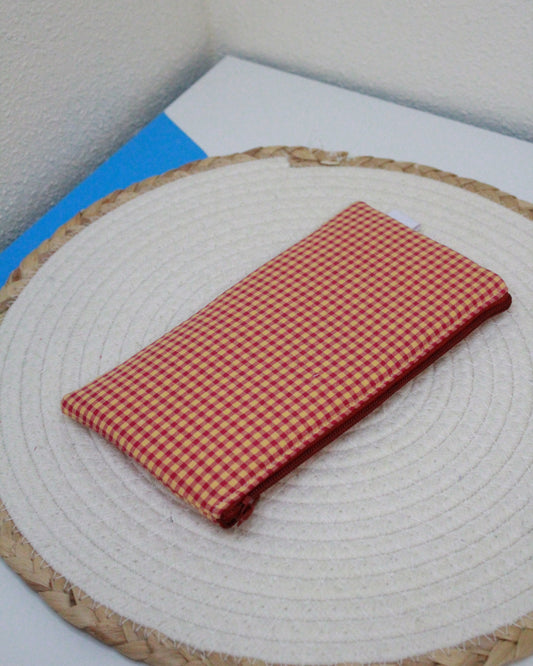 Estuche plano Vichy teja