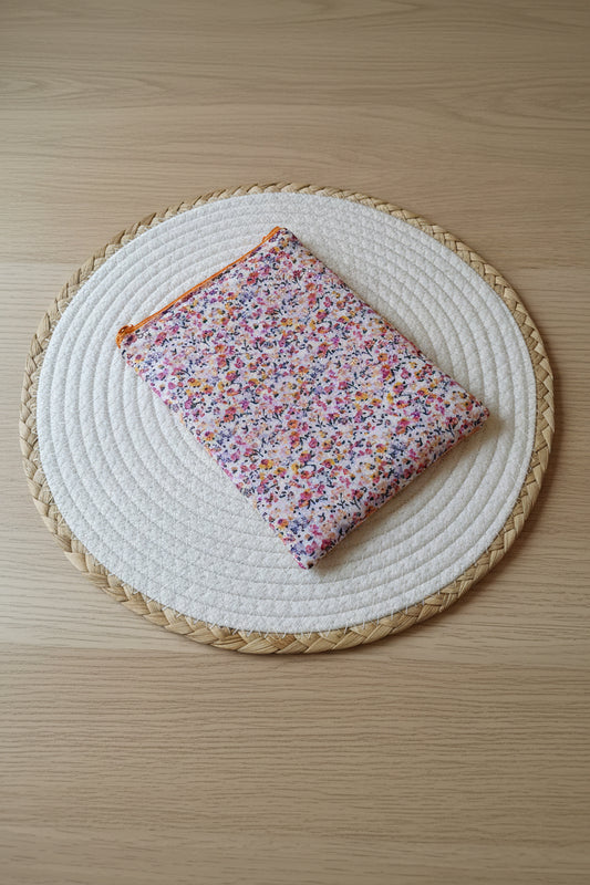 Funda literaria floral naranja