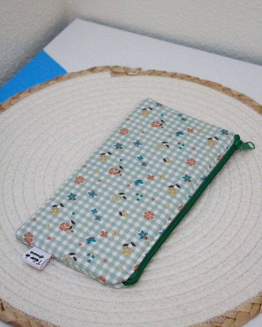 Estuche plano Vichy verde