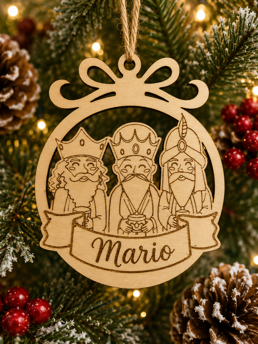 Bola de Navidad en Madera Personalizada – Reyes Magos 2
