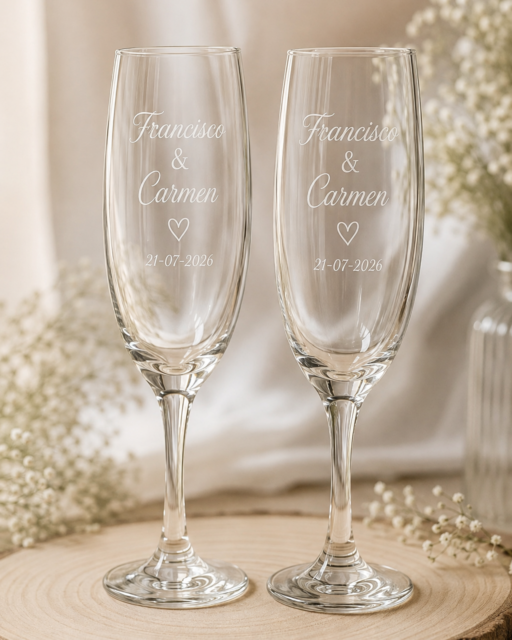 Copas de Novios Grabadas a Láser – Personalizadas para Bodas